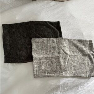 Set of Two Textured Pillow Covers in Black and Gray